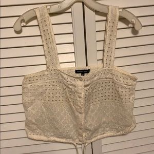 Kendall & Kylie cream detailed crop with ties